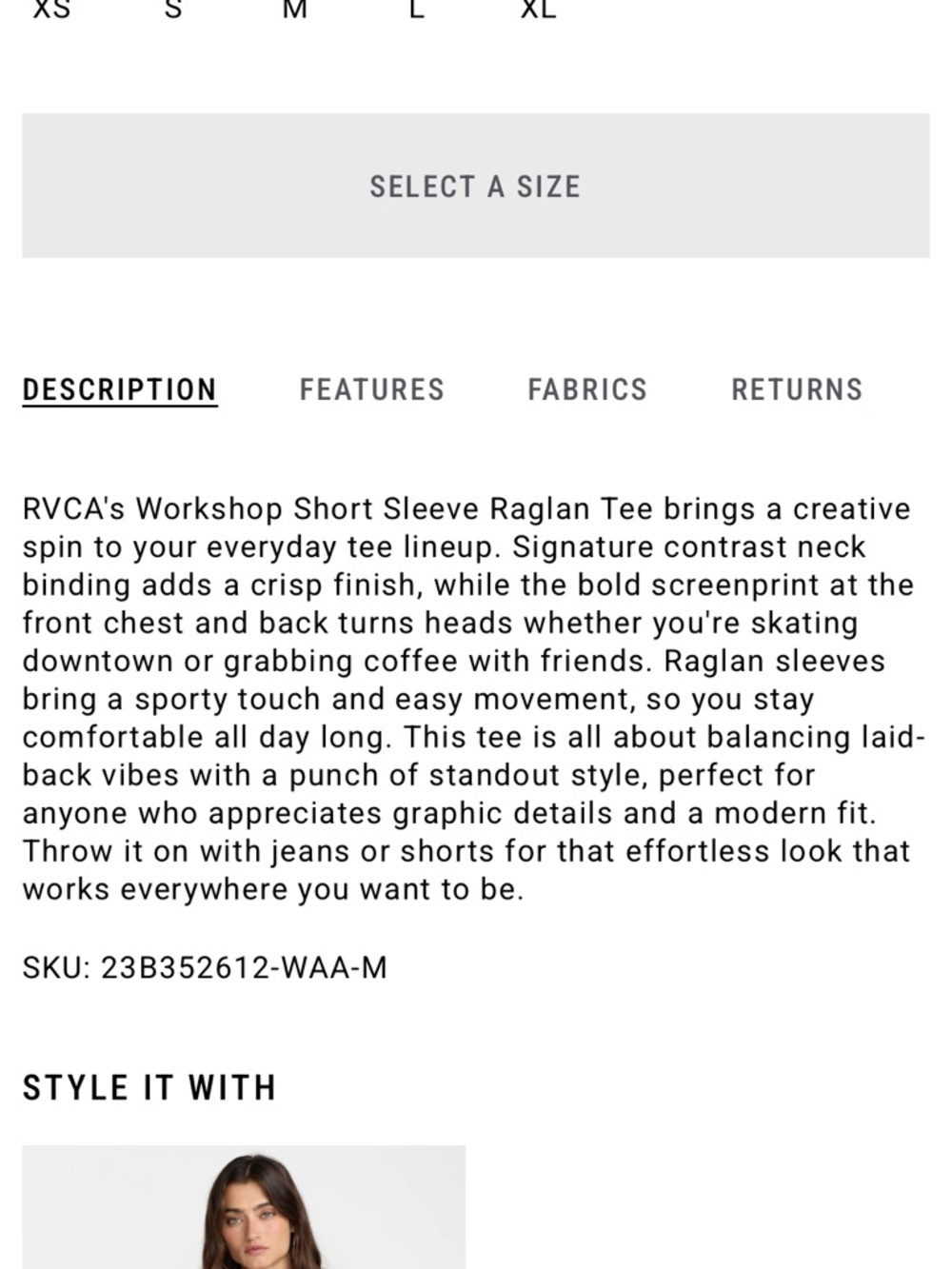 RVCA Workshop Raglan Tee - Picture 4 of 9